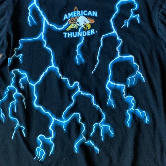 Vtg 1990s American Indian Thunder Print Lightning Thrashing Shirt T-Shirt Top - Picture 11 of 13